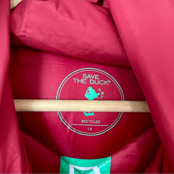 Save The Duck Jaceleyn Longline Puffer Jacket Red Size 1X - Picture 3 of 12